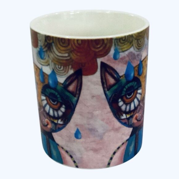 Abstract Cat and Fish Coffee Mug Tea Cup by Michelle Allen Designs Bone China - Picture 7 of 8